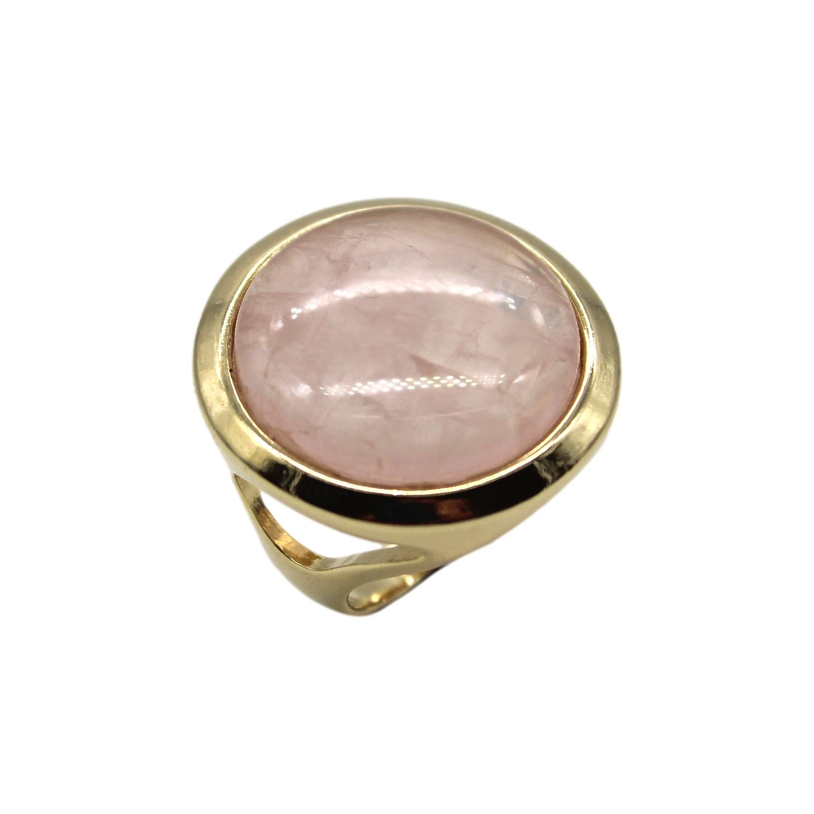 Round Gemstone Frame Ring - Rose Quartz
