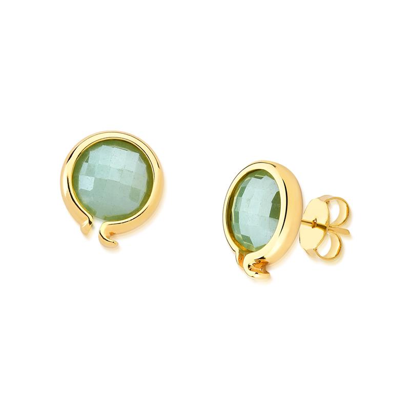 Curvy Pearly Gemstone Earring - Pearly Green Quartz