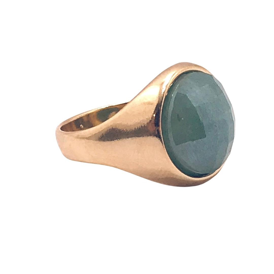 Pearly Gemstone Small Ring - Pearly Green Quartz