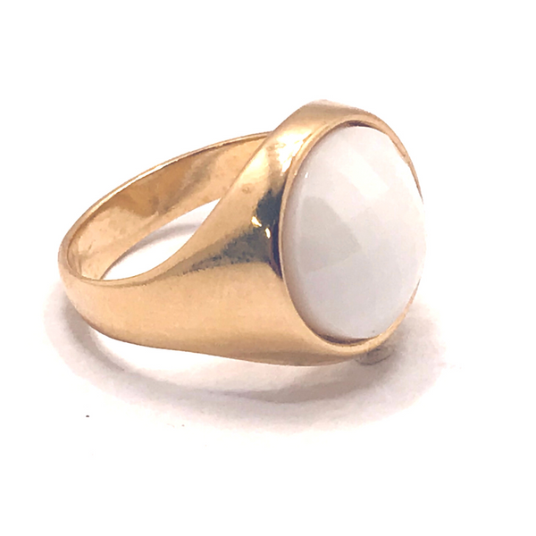 Pearly Gemstone Small Ring - Pearly Porcelain