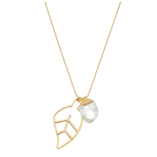 Marilia Capisani Fashion Necklace long hollow leaf and crystal