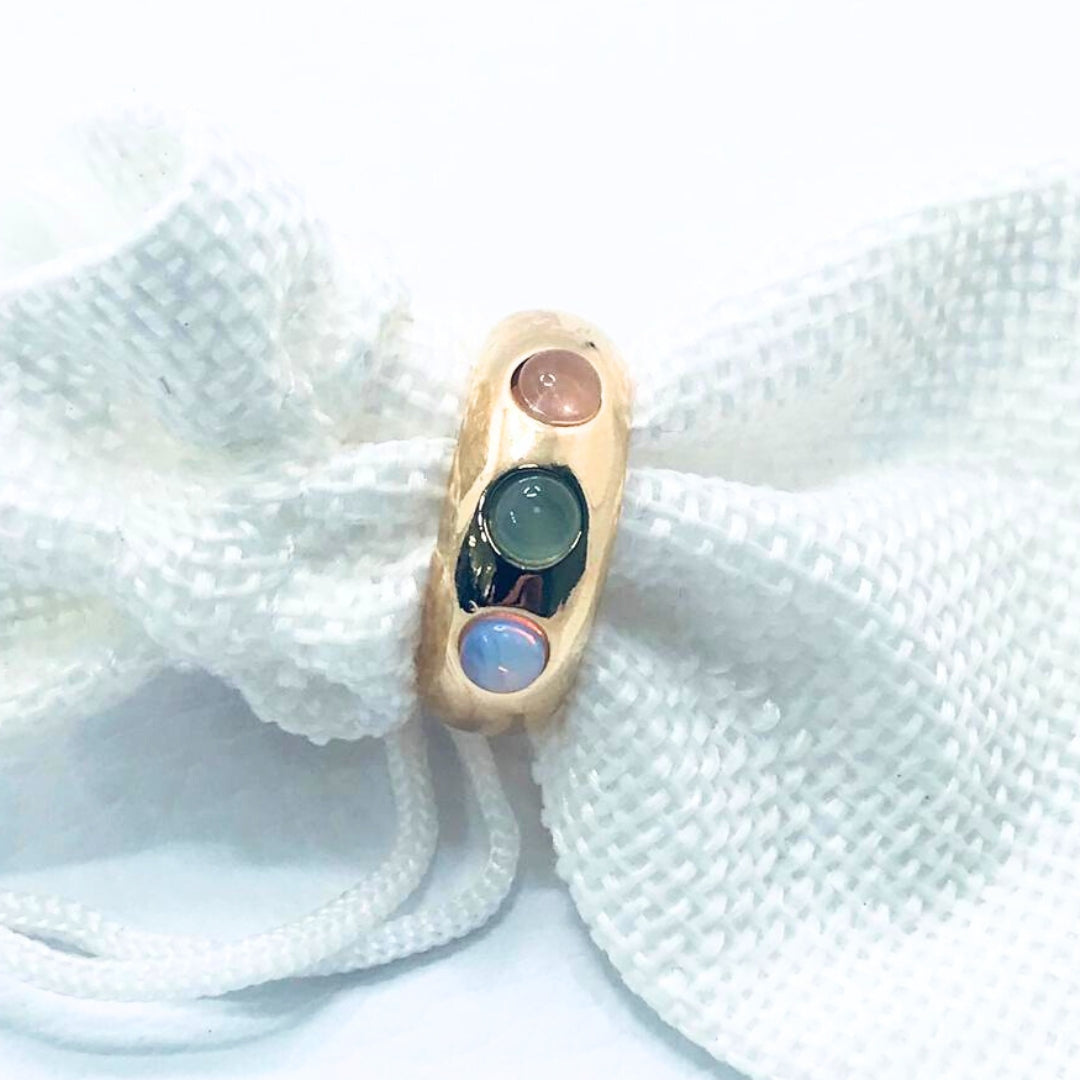Bold Collection Ring - Rose Quartz -Opaline - Blue Agate