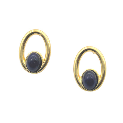 Oval Frame and Gemstone Earring 18K GOLD PLATED SODALITE