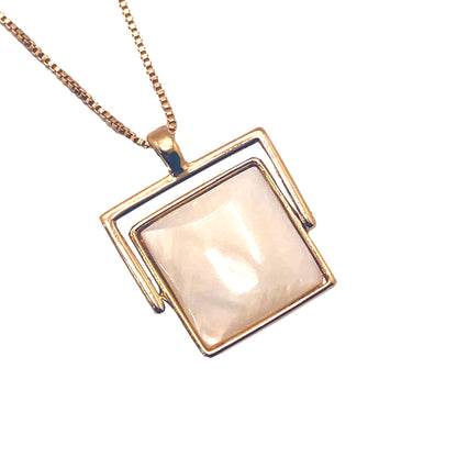 Square Geometric Necklace - 18k Gold Plated - Mother of Pearl