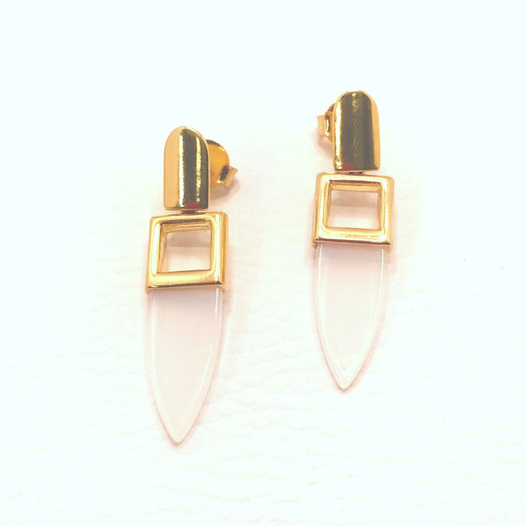 Lance Geometric Earring - 18K Gold Plated -Opaline