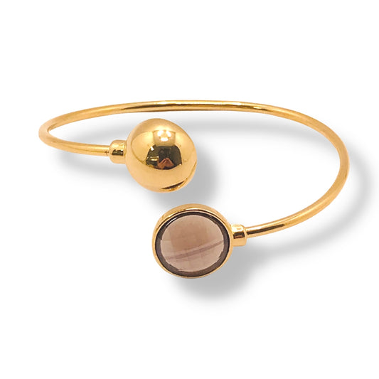 Pearly Gemstone Cuff Bracelet - Pearly Smoke Obsidian