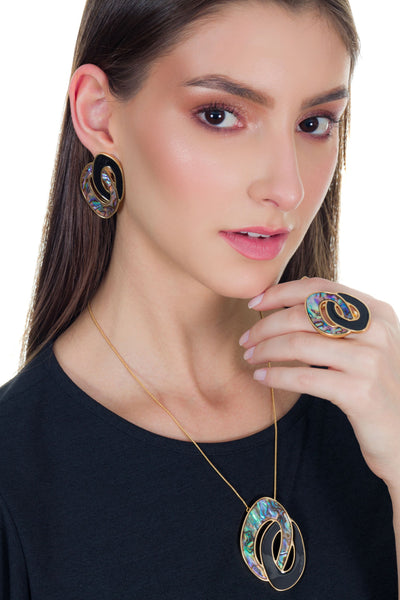 Two Links Abalone Earring