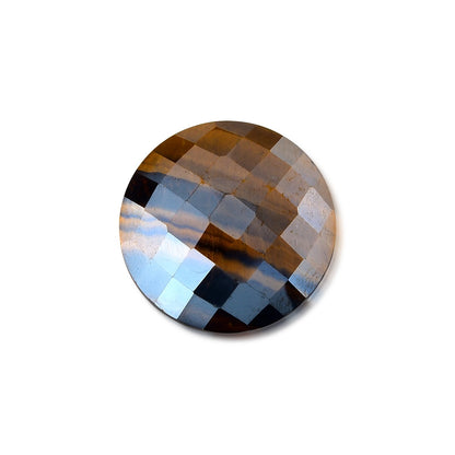 Large Pearly Gemstone Ring w/ Rhodium - Pearly Tiger Eye