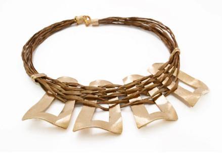 Marilia Capisani Gold Trapezium Sustainable Paper Necklace - Rio Design Europe