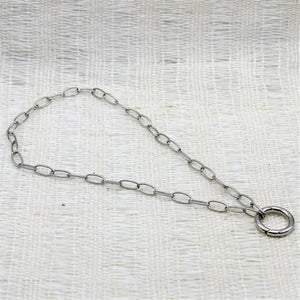 Large Link Chain with Circle Lock - Rhodium plated