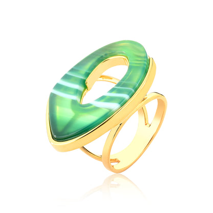 Anillo Gaya- Ágata verde rayada