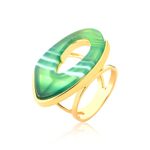 Gaya Ring- Striped Green Agate