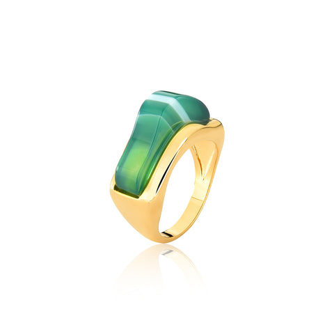 Cove Wave Ring- Green Agate