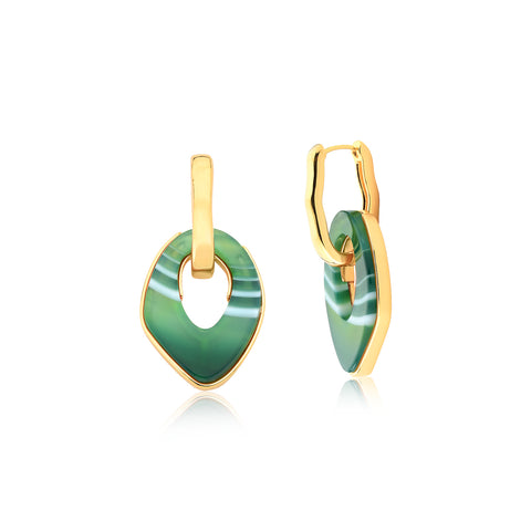 Gaya Earring- Striped Green Agate