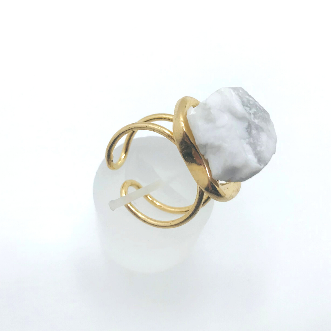 Raw Gemstone Ring - White Howlite