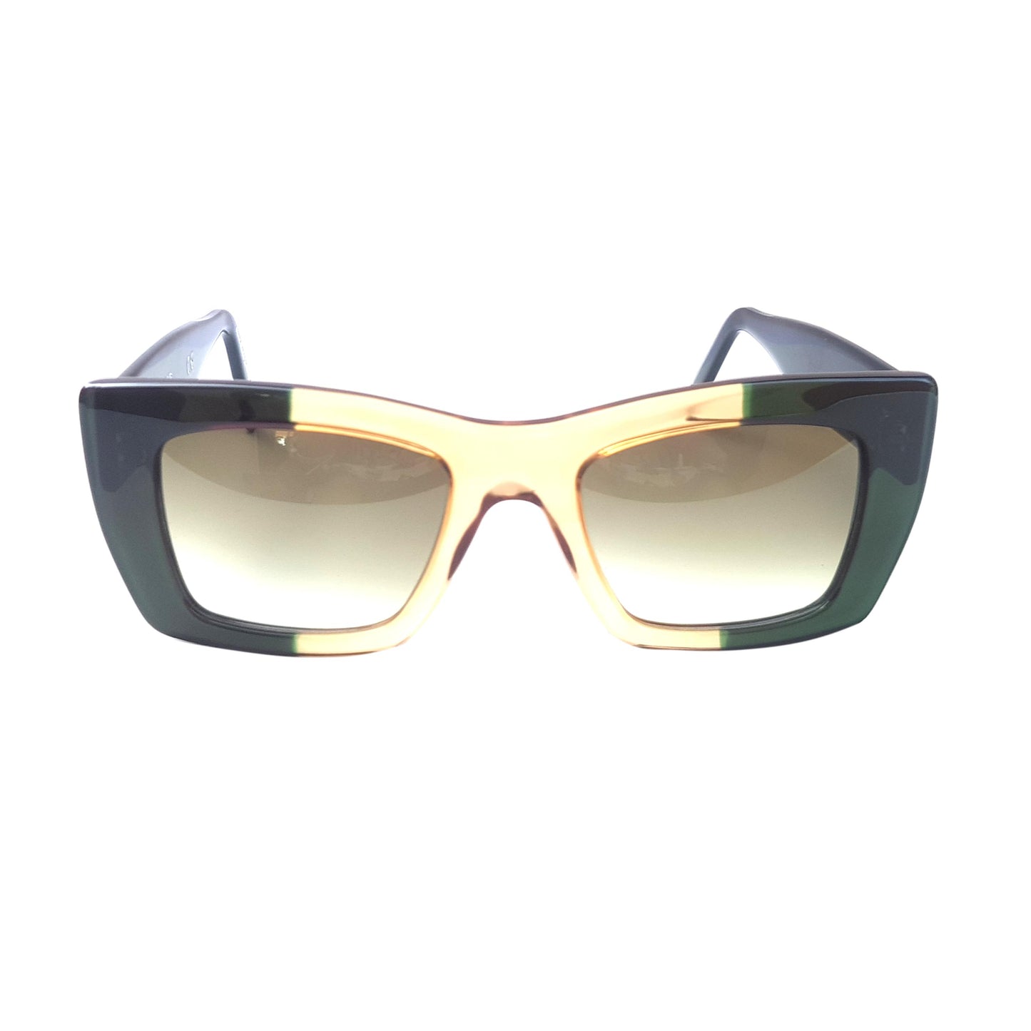 Rectangular Sunglasses - G79 - Dark Green - Translucent