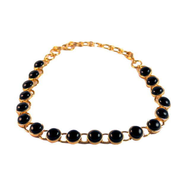 Small Circles Gemstone Chain Necklace - Black Agate