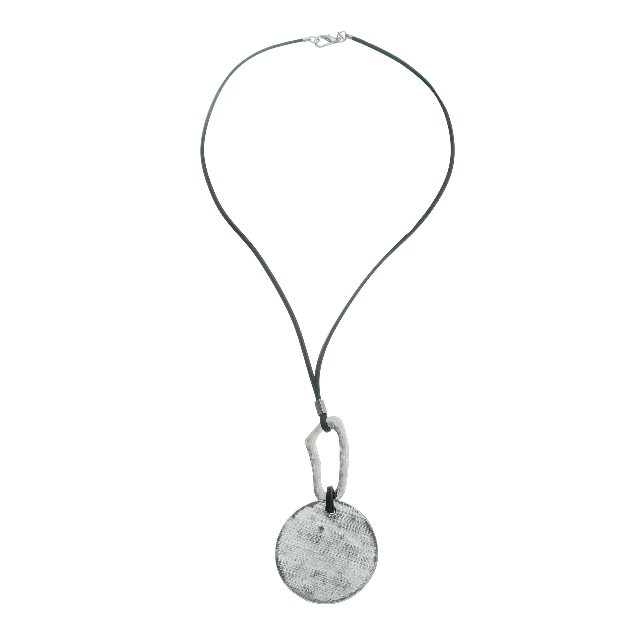 Halo and Disc Long Necklace - Silver