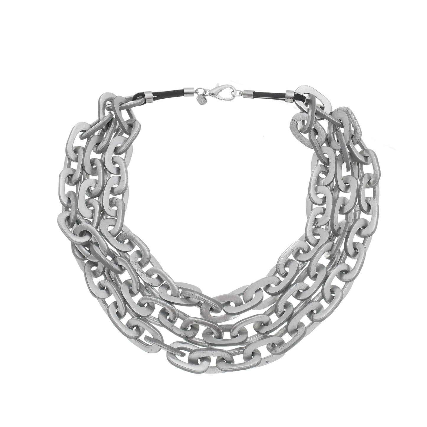 Ceramic Loops  Short Necklace Silver