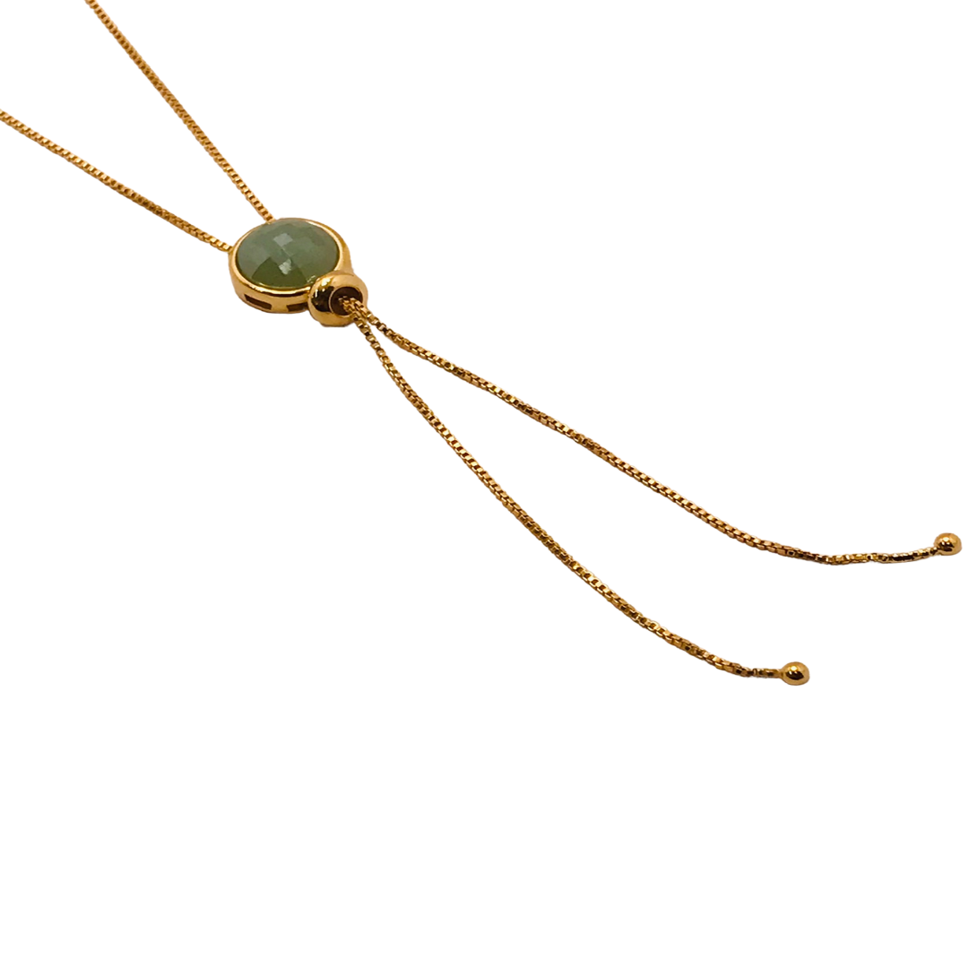 Tie  Gemstone Necklace - Pearly Green Quartz